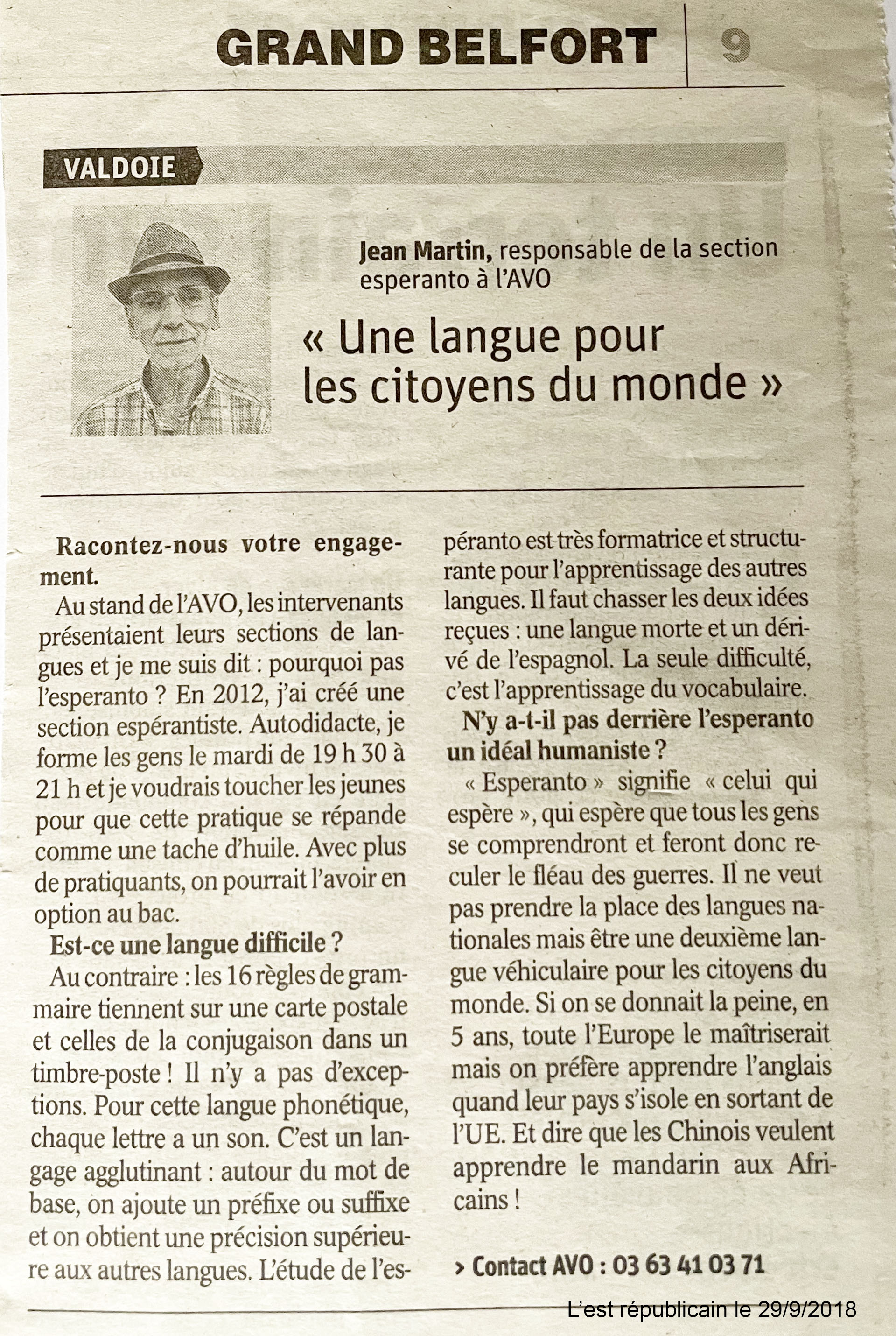 Présentation de l'espéranto à Valdoie en 2018 Présentation de l'espéranto à Valdoie en 2018