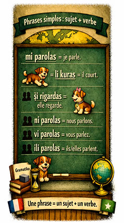 phrases simples sujet + verbe en espéranto 