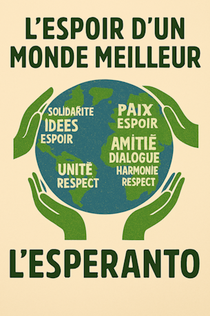 Visuel représentant l’Espéranto comme langue universelle et non dominante